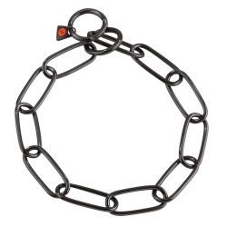 Sprenger Kettenhalsband langgliedrig Edelstahl schwarz 4mm grosse Glieder