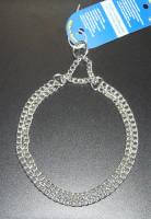 2-reihiges Gliederhalsband mit Zugkette, Stahl verchromt 2-reihiges Gliederhalsband mit Zugkette, Stahl verchromt