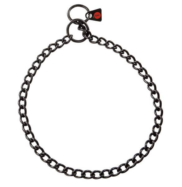 Ausstellungshalsband / Gliederhalsband, rundgliedrig, Edelstahl schwarz rostfrei, 2,5mm