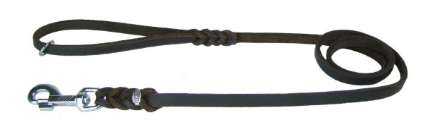 Fettlederleine / Hundeleine aus Leder, geflochten, mit Ring in der Handschlaufe