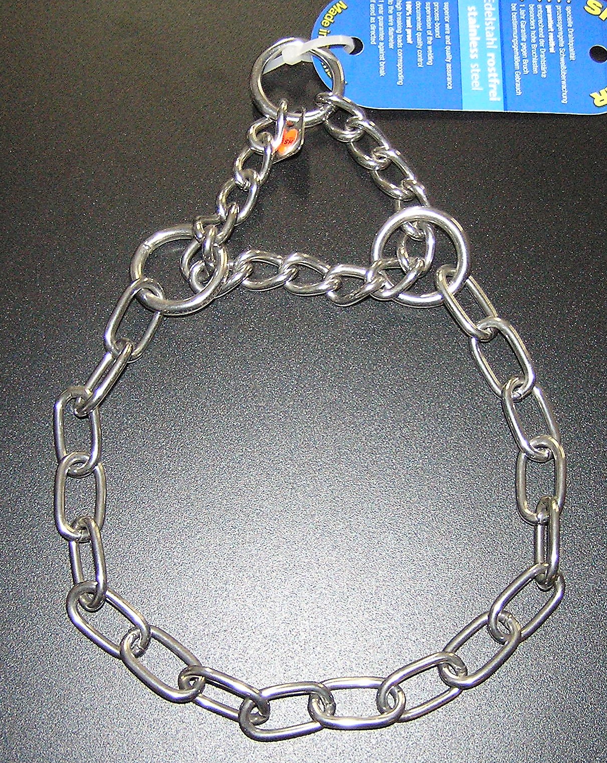 Kettenhalsband mit Zugkette, 3mm Edelstahl, Typ Medium / Zugstopp