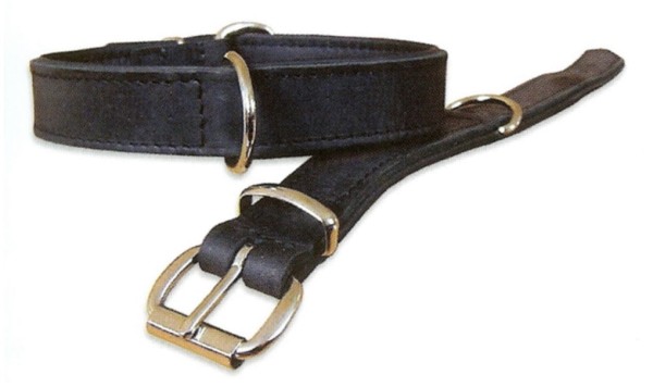 Lederhalsband mit Softleder gefüttert, schwarz / Hundehalsband aus Leder