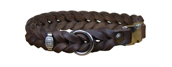 Fettlederhalsband, geflochten, mit Klickverschluss / Hundehalsband aus Fettleder