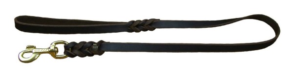 Fettlederleine / Hundeleine aus Leder, geflochten, mit Handschlaufe, Messing-Karabiner
