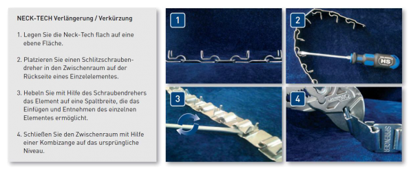 Neck Tech SPORT Erziehungshalsband mit Zugkette & Karabinerhaken, Edelstahl rostfrei