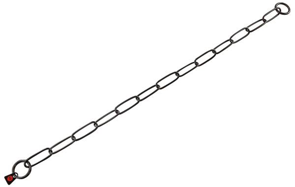 Gliederhalsband, langgliedrig, Edelstahl schwarz rostfrei, 3mm