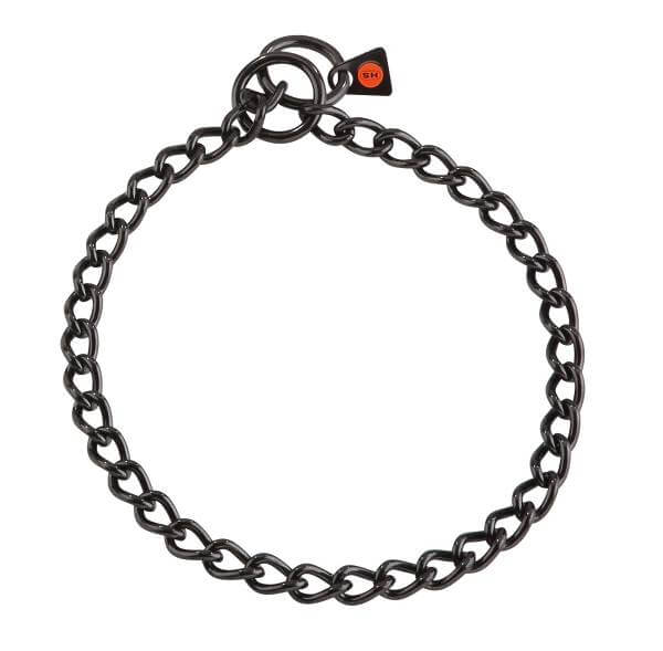 Halsband für Hundeausstellungen / Kettenhalsband, rundgliedrig, Edelstahl schwarz rostfrei, 3mm