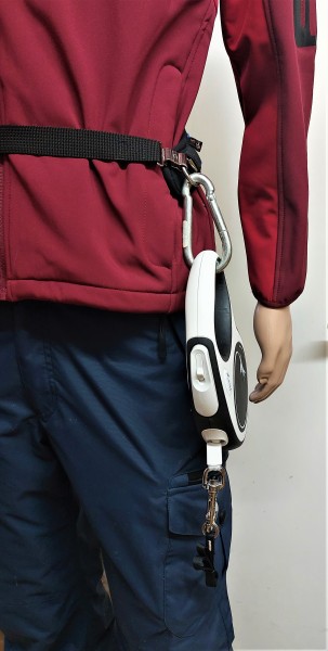 Anwendungsbeispiel : ClipSwitch-Hüftgurt mit möglicher Aufnahme einer Flexi-Leine