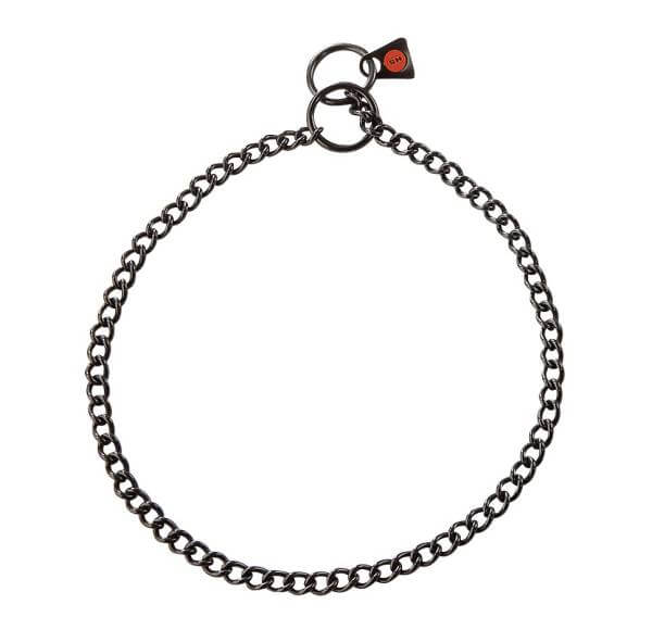 Halsband für Hundeausstelungen / Ausstellungshalsband, rundgliedrig, Edelstahl schwarz rostfrei, 2mm