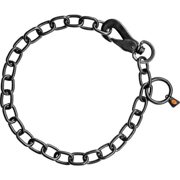 Gliederhalsband mit Karabinerhaken - Typ Medium - 4mm, Edelstahl schwarz