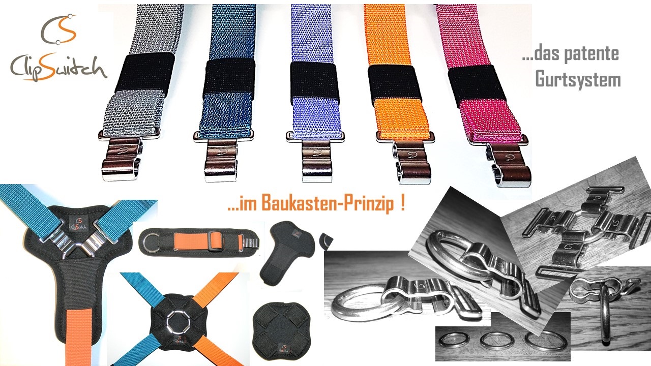 ClipSwitch Gurtsystem Gurte Gurtpolster Karabinerhaken