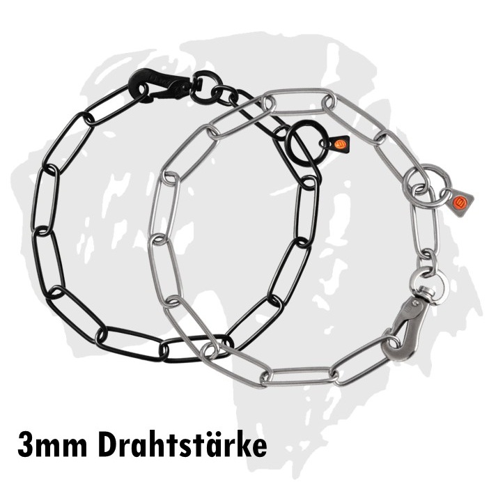 Sprenger Hundeketten Kettenhalsband langgliedrig mit Karabinerhaken Edelstahl 3mm