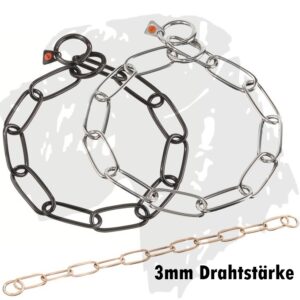 Sprenger Ketten Kettenhalsband langgliedrig Edelstahl schwarz matt Curogan 3mm