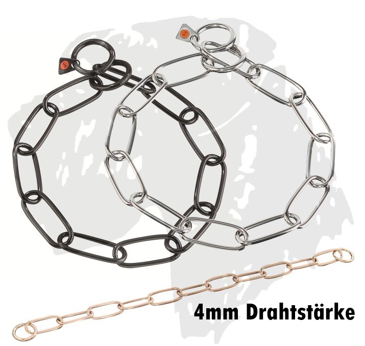Sprenger Ketten Kettenhalsband langgliedrig Edelstahl schwarz matt Curogan 4mm