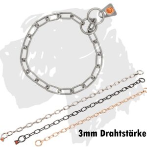 Sprenger Ketten Kettenhalsband medium Edelstahl schwarz matt Curogan 3mm