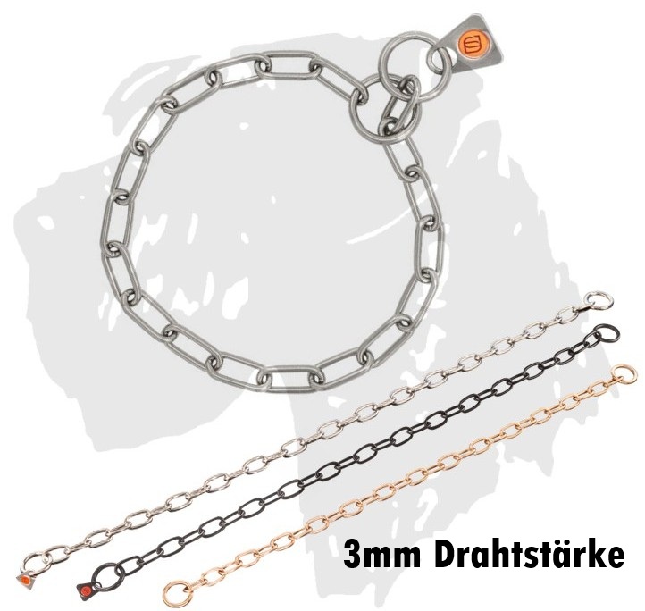 Sprenger Ketten Kettenhalsband medium Edelstahl schwarz matt Curogan 3mm