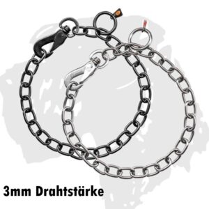 Sprenger Ketten Kettenhalsband medium mit Karabiner Edelstahl schwarz 3mm