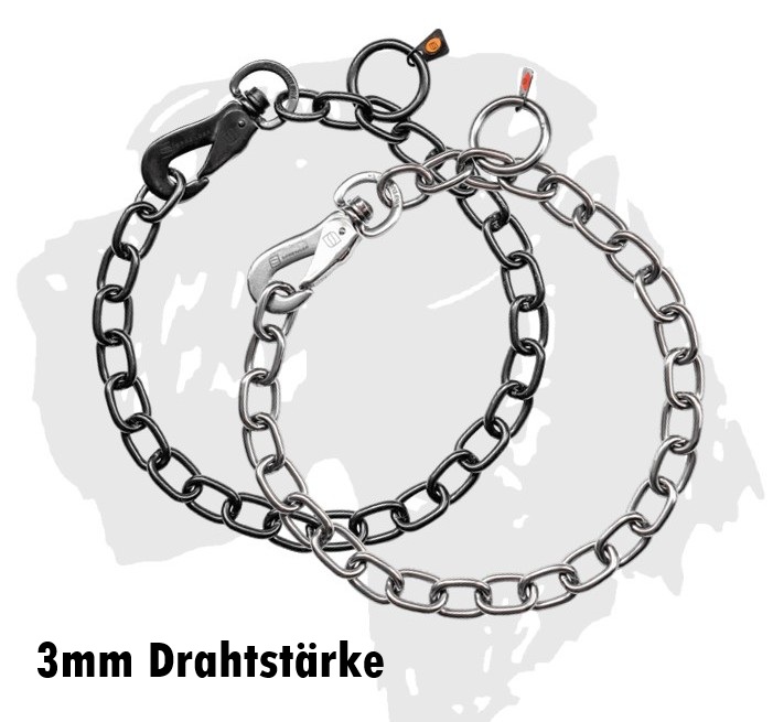 Sprenger Ketten Kettenhalsband medium mit Karabiner Edelstahl schwarz 3mm