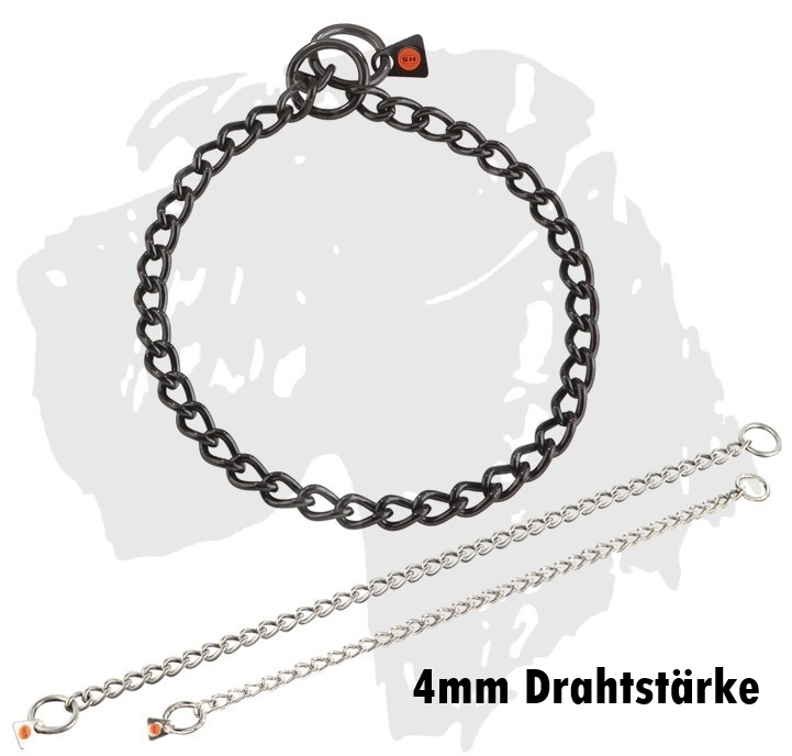 Sprenger-Ketten Hundehalskette rundgliedrig Edelstahl schwarz matt 4mm