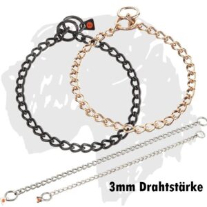 Sprenger-Ketten Hundehalskette rundgliedrig - Edelstahl schwarz, matt & Curogan 3mm