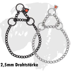Sprenger-Kette mit Zugbegrenzung / Hundehalsketten rundgliedrig mit Zugkette, 2.5mm