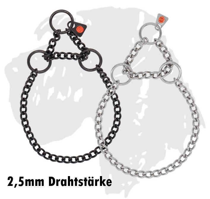 Sprenger-Kette mit Zugbegrenzung / Hundehalsketten rundgliedrig mit Zugkette, 2.5mm