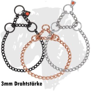 Sprenger-Kette mit Zugbegrenzung / Hundehalsketten rundgliedrig mit Zugkette, 3mm