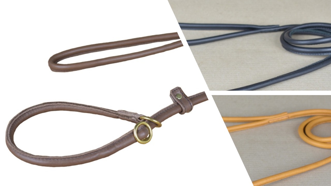 Agilityleine mit Zugstopp Rundleder rund genaeht