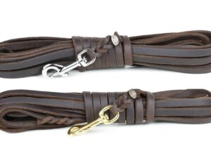 Fährtenleine Mantrailing Leine Leder, geflochten, mit Handschlaufe
