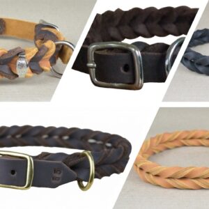 Fettlederhalsband geflochten verstellbar alle Farben
