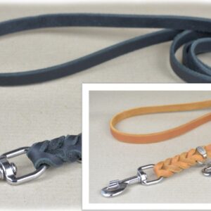 Fettlederleine, geflochten, 2 fach verstellbar Karabiner verchromt