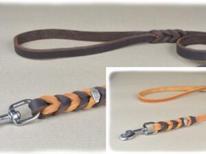 Fettlederleine,geflochten, mit Handschlaufe bicolor