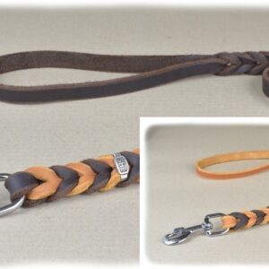 Fettlederleine,geflochten, mit Handschlaufe bicolor