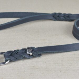 Fettlederleine,geflochten, mit Handschlaufe, schwarz