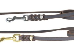 Trainingsleine - Fettlederleine,geflochten, ohne Handschlaufe braun