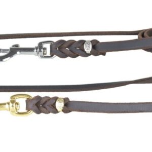 Trainingsleine - Fettlederleine,geflochten, ohne Handschlaufe braun