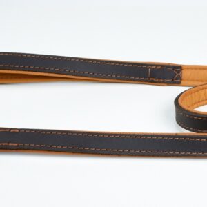 Führleine aus Leder Lederleine gefüttert braun Messing Karabiner