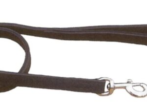 Führleine aus Leder Lederleine gefüttert schwarz Karabiner verchromt