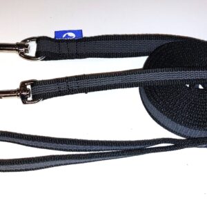 Gummierte Hundeleine /Nylonleine gummiert -schwarz mit Handschlaufe - Sporthund