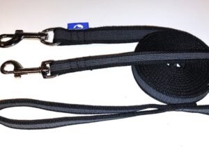 Gummierte Hundeleine /Nylonleine gummiert -schwarz mit Handschlaufe - Sporthund