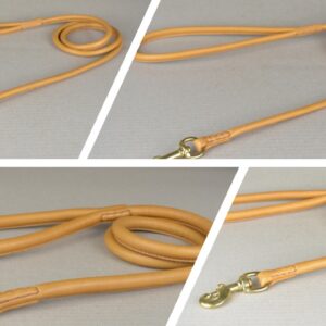 Hundeleine rund genaeht mit Handschlaufe kalbsnappaleder