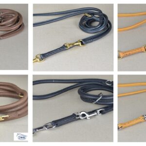 Rundgenähte Lederleine aus Kalbsnappaleder -verstellbar