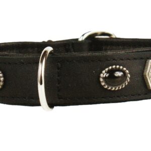 Lederhalsband mit Steinen und Nieten TURMALIN verchromt