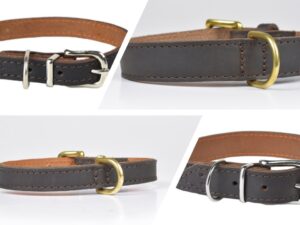 Lederhalsband verstellbar braun mit Schnalle
