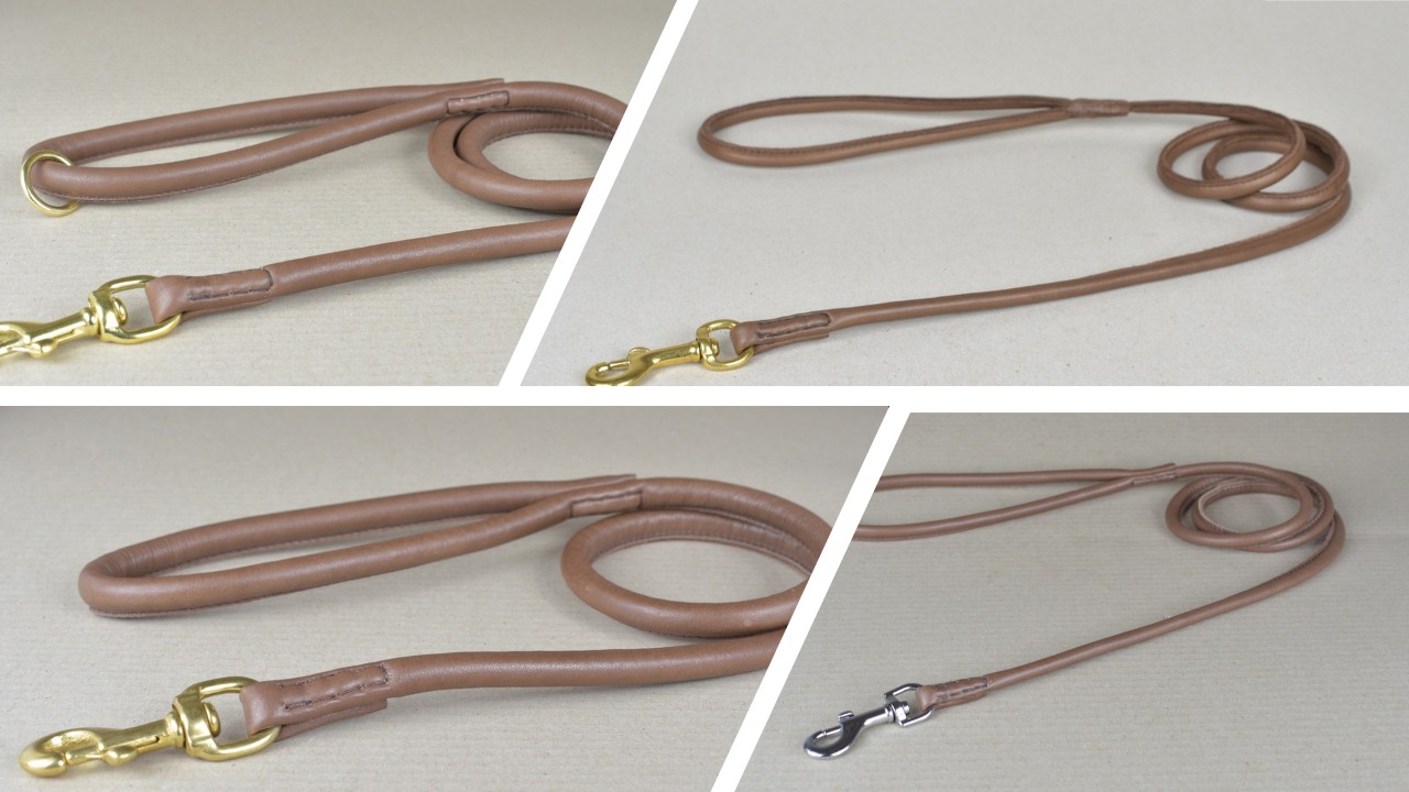 Lederleine rundgenäht mit Handschlaufe Nappaleder cacao braun