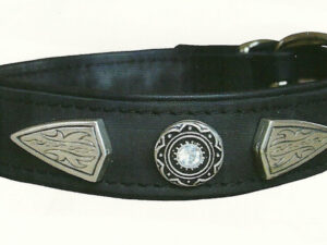 Schmuckhalsband mit Steinen und Nieten schwarz verchromt