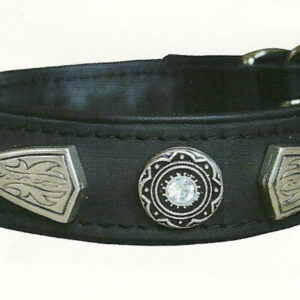 Schmuckhalsband mit Steinen und Nieten schwarz verchromt