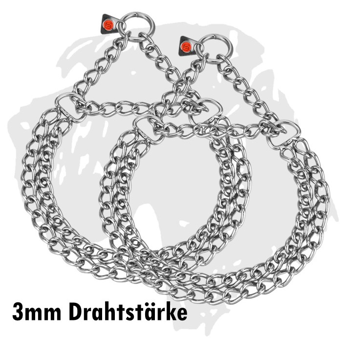 Sprenger-Kette Gliederhalsband 2-reihig mit Zugkette 3mm