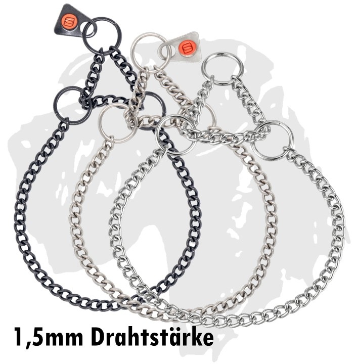 Sprenger Ketten Kettenhalsband rundgliedrig mit Zugkette 1.5mm