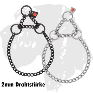 Sprenger-Kette mit Zugbegrenzung /Ausstellungshalsband rundgliedrig mit Zugkette, 2mm